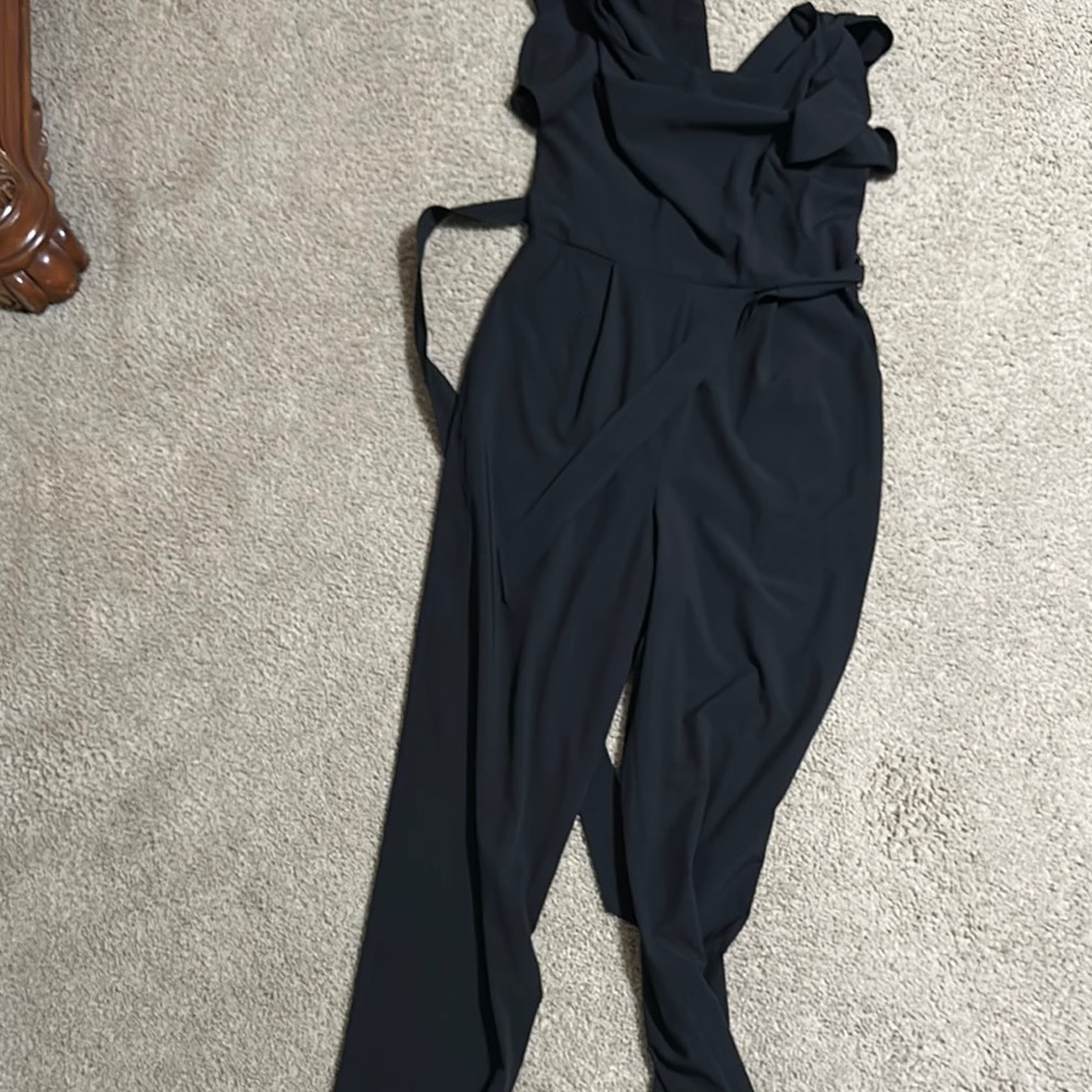 Calvin Klein Black Jumpsuit with Ruffled Detail